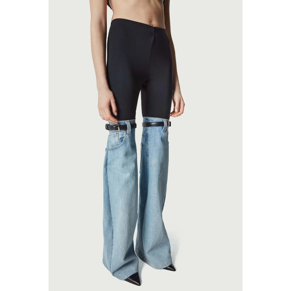 BNWT AUTH COPERNI Women's Blue Denim Hybrid Flare Pants Jeans FR 36 MSRP